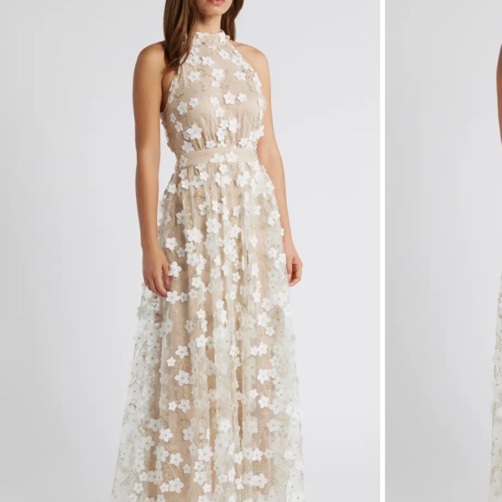 NWT Chelsea28 Tan and White Floral Maxi Dress